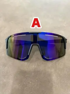 スポーツサングラス メンズ ミラーレンズ ブルー ミラー ゴーグル風 大人用
