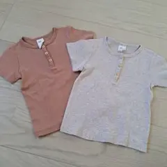 H&M オーガニックコットン ベージュ シャツ 80