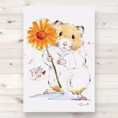イラスト 原画 ポストカード 絵 【ハムスター】160