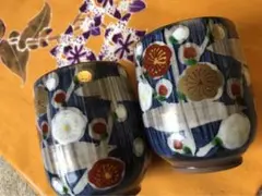 花ワールド 京焼　清水焼　嘉豊窯　椿絵　湯呑み４個 京焼・清水焼 高橋道八（仁弥）作 椿絵 在銘 合箱 無傷 保証