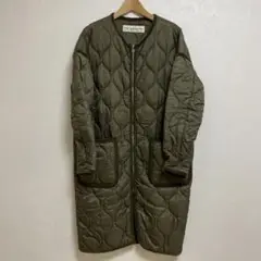 shinzone ノーカラーキルティングコート カーキ