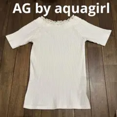 AG by aquagirl 半袖　カットソー M ホワイト　白　レース襟