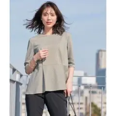 【23区】シアーサッカーストライプカットソー　SIZE32