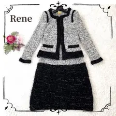 ✨【Rene】リボンセットアップ ワンピーススーツ ホワイト ブラック 36 S