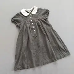 ミルフィーユ　グレー 半袖ワンピース 白い襟付き　冠婚葬祭　100cm