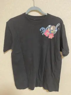 キャラクター プリント ブラック Tシャツ　むかしむかしむかしx鬼太郎