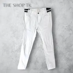 【THE SHOP TK ティーケー】　スキニーパンツ　ウエストゴム　白　洗える