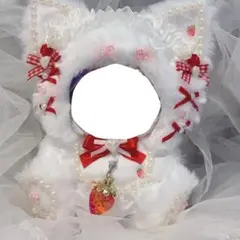 16cm ぬいぐるみ　ぬい服　おすわり　ハンドメイド　ねこ　ホワイト　白　赤