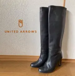 UNITED ARROWS サイズ35 1/2 ロングブーツ 黒 レザー