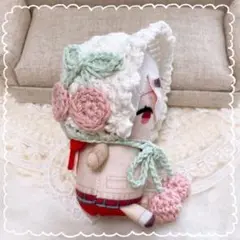10㎝ ちびぐるみ　にしぱぺ　ぬい服　着ぐるみ　さくらんぼボンネット　ピンク