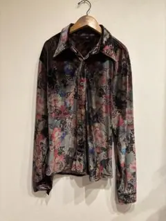 ベルボトム専門店　渋谷　deedee ベロアシャツ　ローズ　ペイズリー