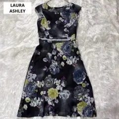 美品✨ローラアシュレイ 11 L 花柄 総柄 フレア Aライン ワンピース