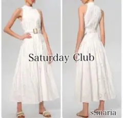Saturday Club ホワイト刺繍ドレス