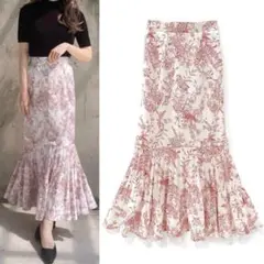 新品タグ付き♡GRL 花柄プリーツ切替マーメイドスカート S
