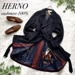 美品 Herno ヘルノ ダブルチェスターコート カシミヤ100% ロングコート