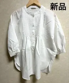 新品　サマンサモスモス　バンドカラー　ピンタックブラウス　オフ