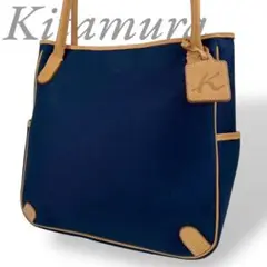Kitamura キタムラ トートバッグ キャンバス レザー マグネット 青