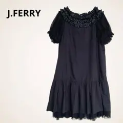 ジェイフェリー ワンピース フリル ひざ丈 半袖 シースルー パーティ お呼ばれ