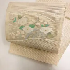 【春】15181u 着物 八寸名古屋帯 花模様 夏物