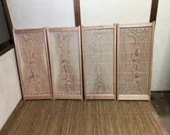 銘木　唐木　書院欄間　5枚セット　ガラス付き 書院欄間欄間5枚セット組子ガラス戸時代建具古民家アンティーク