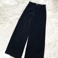 シネマクラブ ワイドパンツ ハイウエスト タック入り 黒
