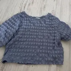 ライトブルー クレープTシャツ 半袖 GU