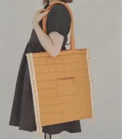 新品　推し活キルティングトートバッグ　オレンジ　バッグ　単品