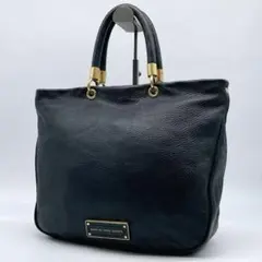 美品 Marc Jacobs トートバッグ ビジネス シボ革 A4可 黒 f43
