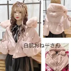 MARS♡バックフリルリボンふわふわファーブルゾン♡ピンク
