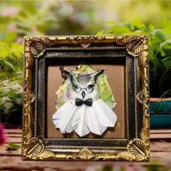 Handmade*学力・開運祈願フクロウ＊アップサイクル梟ふくろうバドミントン