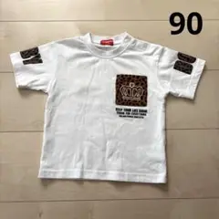 ベビードール ヒョウ柄 ロゴTシャツ 半袖Tシャツ 90