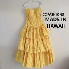 【美品 ハワイ製フラダンス用衣装】黄緑色 CC Fashions ワンピース 美品 ハワイ製フラダンス用衣装】黄緑色 CC Fashions ワンピース