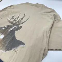 アニマル トナカイ 半袖Tシャツ ライトブラウン メンズXL