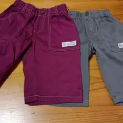 赤紫色・グレー ハーフパンツ 2色セット