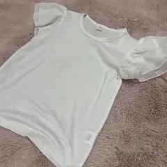 ホワイト フリル袖 Tシャツ