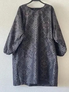 大島紬 リメイクエプロンチュニック