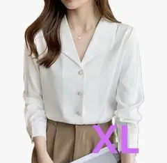 (新品未使用)Lily chocolat ホワイト レトロブラウス XL