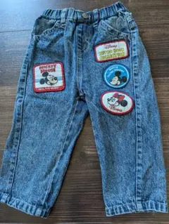 ミッキーマウス パッチ付きデニムパンツ