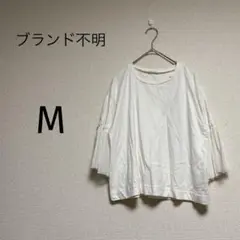 498/トップス【M】白 プリーツレース かわいい フェミニン
