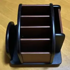 木製小物収納 5仕切りとノートや本など立て仕切付き　軽く回せる360度回転付き
