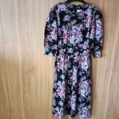 Miss Dorby 花柄七分袖 ロングワンピース