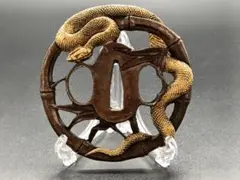 8322日本刀装具 刀鍔 竹林蛇図 細工 鍔 刀の鍔 鐔 刀鐔 銅製 刀剣美術