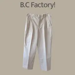 【B.C Factory】85　L相当　ベージュ　タックパンツ　チノパン　綿パン
