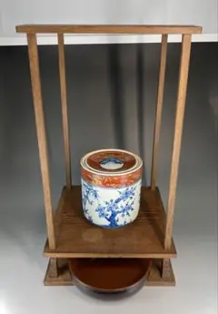 仙叟好写　指物師 小林一斎作　桑小卓(組立式) 卓下建水付　美品　茶道具　送料込 tana-93_6.jpg