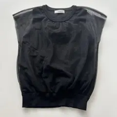 Andemiu フレンチシアートップス　シアーTシャツ　ブラック