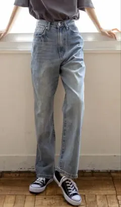 GRL ハイウエストストレートデニムパンツ　gm297