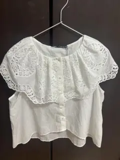【新品】ZARAレースフリル 半袖シャツ