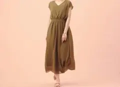 【期間限定】je cheris アースカラー Vネック ロングワンピースベルト付