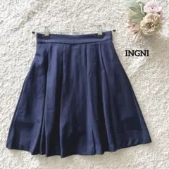 イング ネイビー フレアスカート M ひざ丈 オフィカジ INGNI