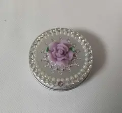 【ハンドメイド】小物入れ 紫バラ スワロフスキー他